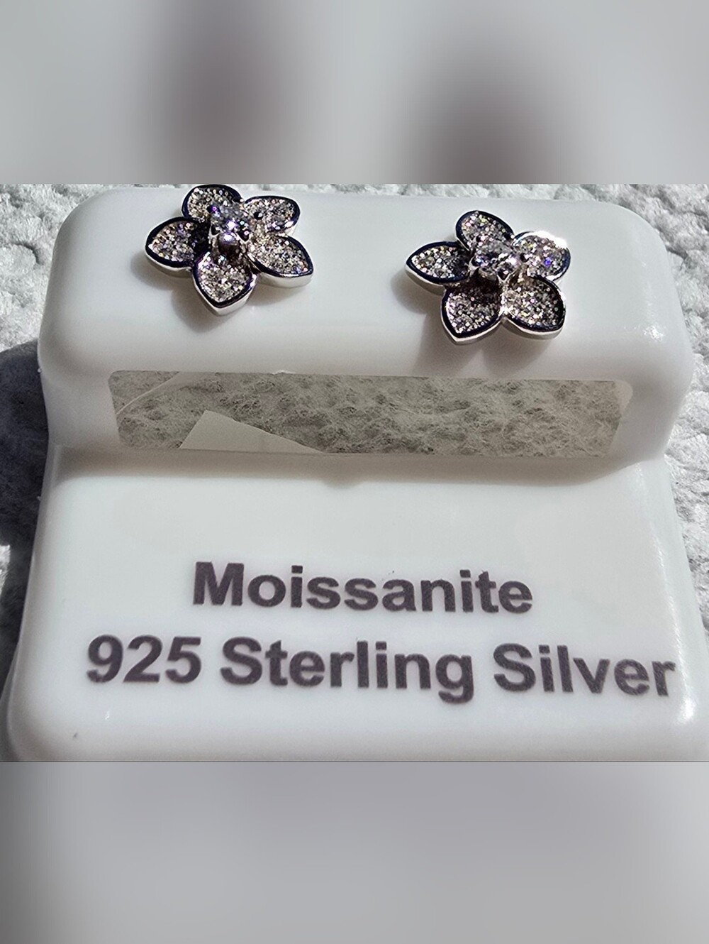 Moissanite Sterling Silver Flower Stud Earrings - Sparkling Silver